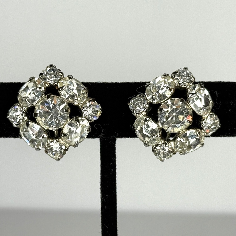 Fashion Vintage Clip On Crystal Rhinestone Earrings